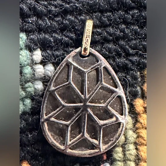 Diamond lotus pendant sterling and 18k gold